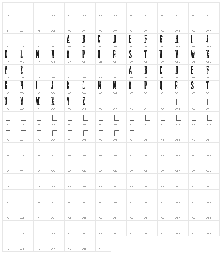 FriztonTattoo Character Map