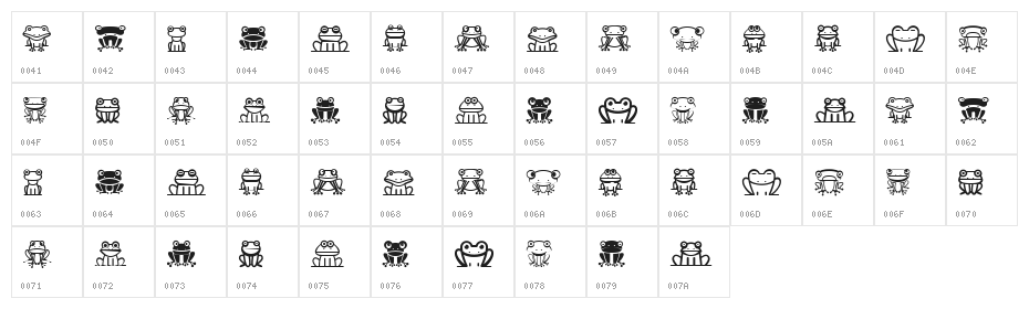 Froggy Regular Character Map
