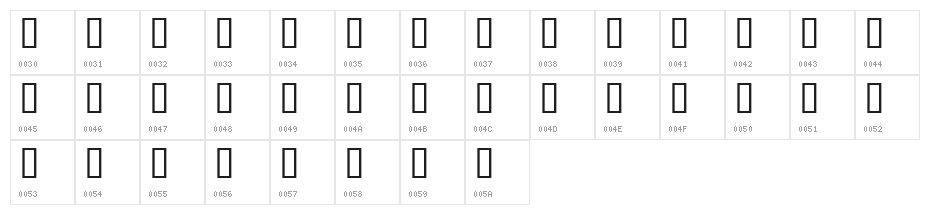 Frogii Caps & Numbers Character Map