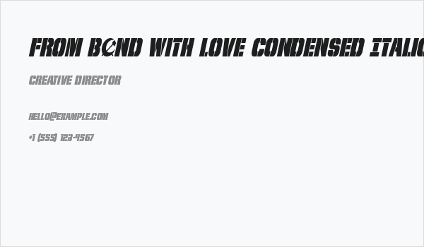 From BOND With Love Condensed Italic Business Card