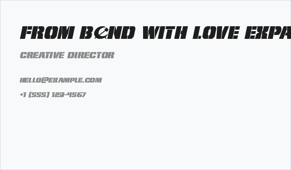 From BOND With Love Expanded Italic Business Card