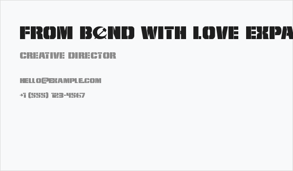 From BOND With Love Expanded Business Card
