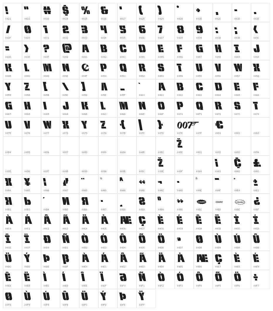 From BOND With Love Leftalic Character Map