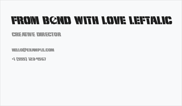 From BOND With Love Leftalic Business Card