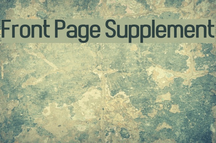 Front Page Supplement Font examples