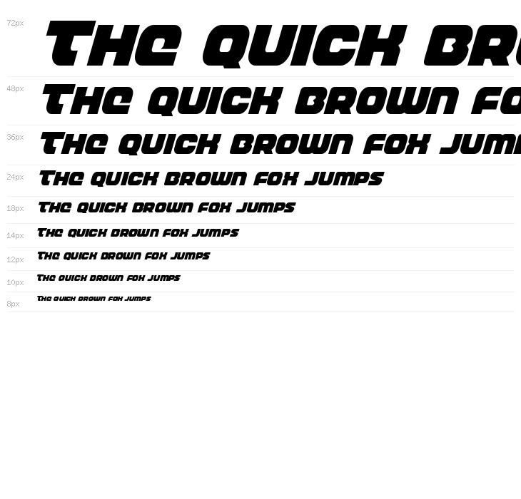 Front Runner Condensed Italic Waterfall