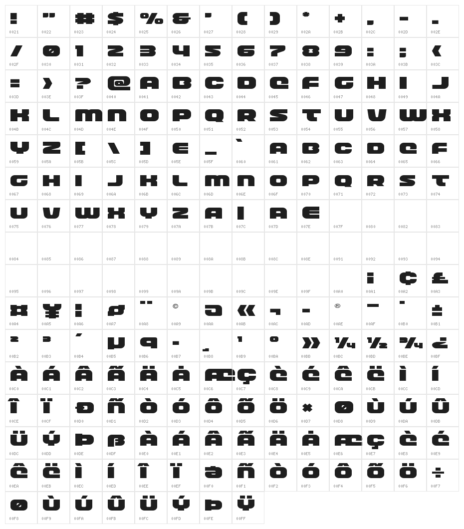 Front Runner Expanded Character Map