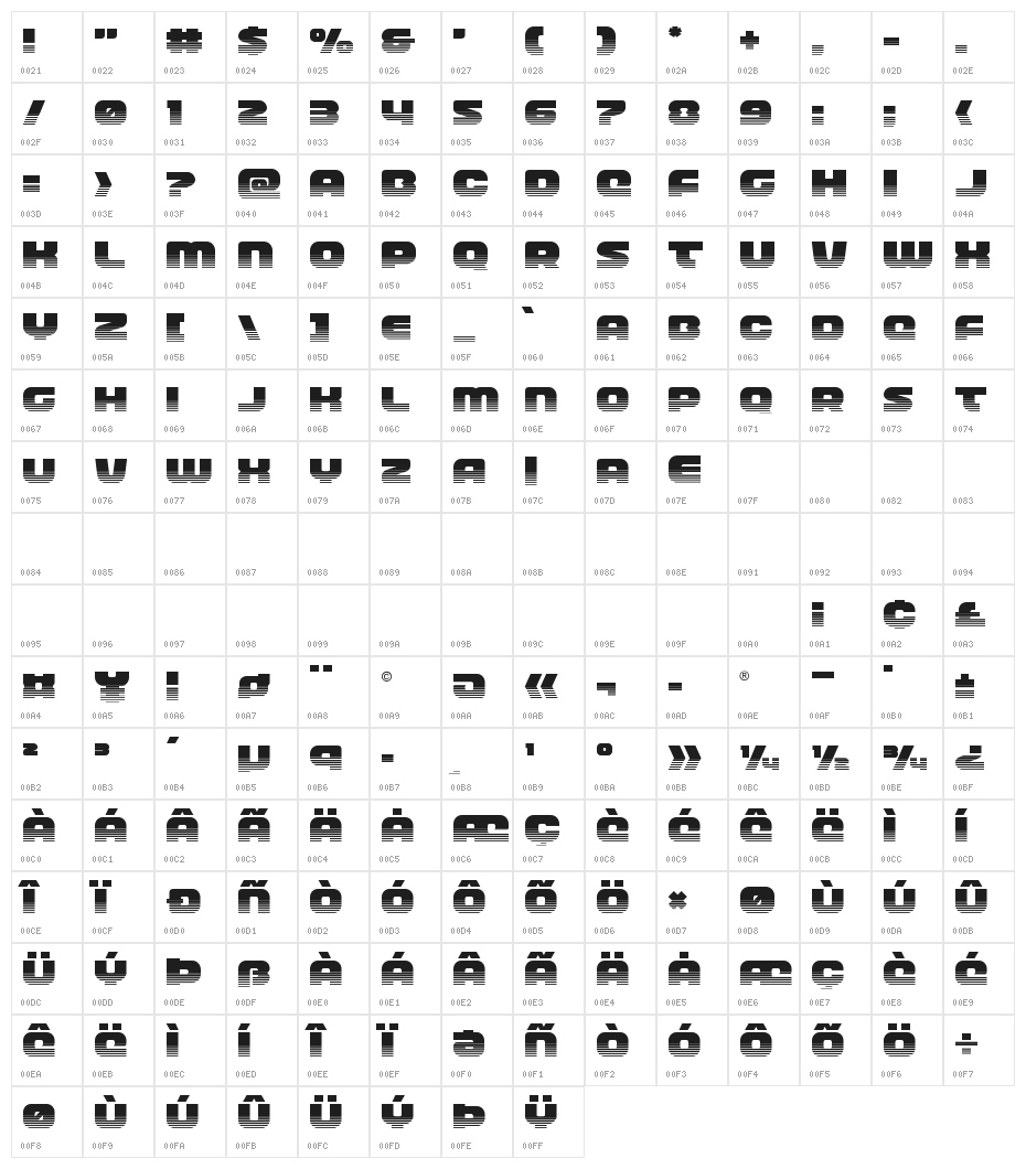 Front Runner Halftone Character Map
