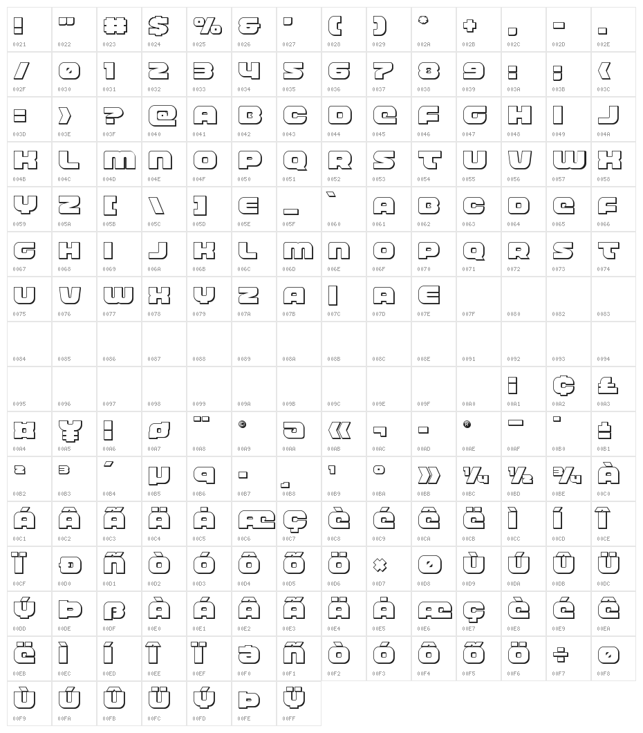 Front Runner Outline Character Map