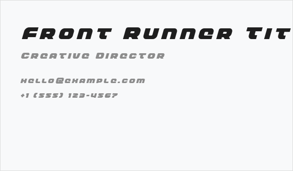 Front Runner Title Italic Business Card