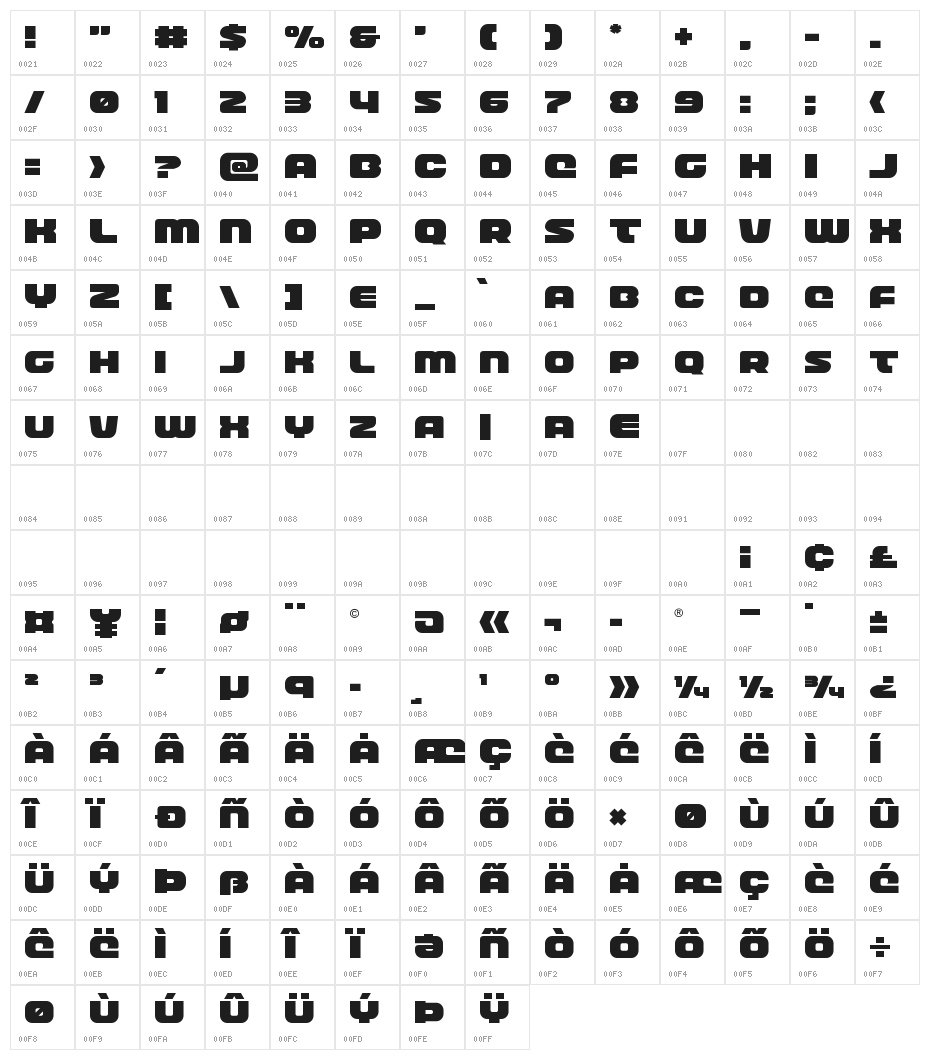 Front Runner Title Character Map