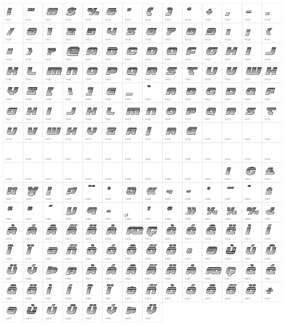 Front RunnerChrome Italic Character Map