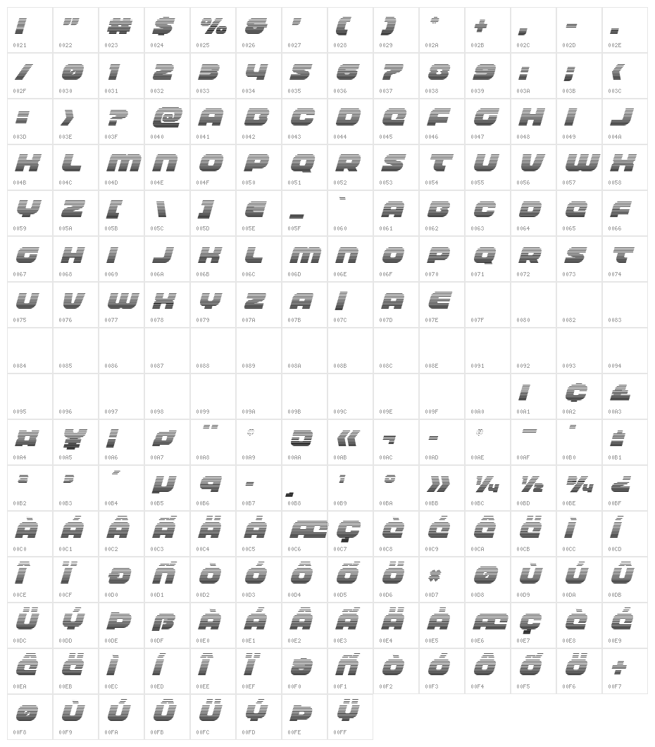 Front RunnerGradient Italic Character Map