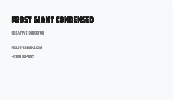 Frost Giant Condensed Business Card
