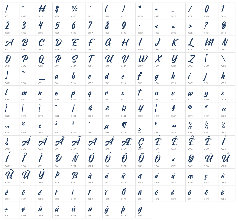 Frosted Breath Character Map