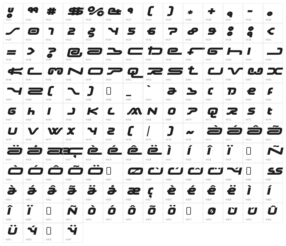 Frozdotre-Regular Character Map