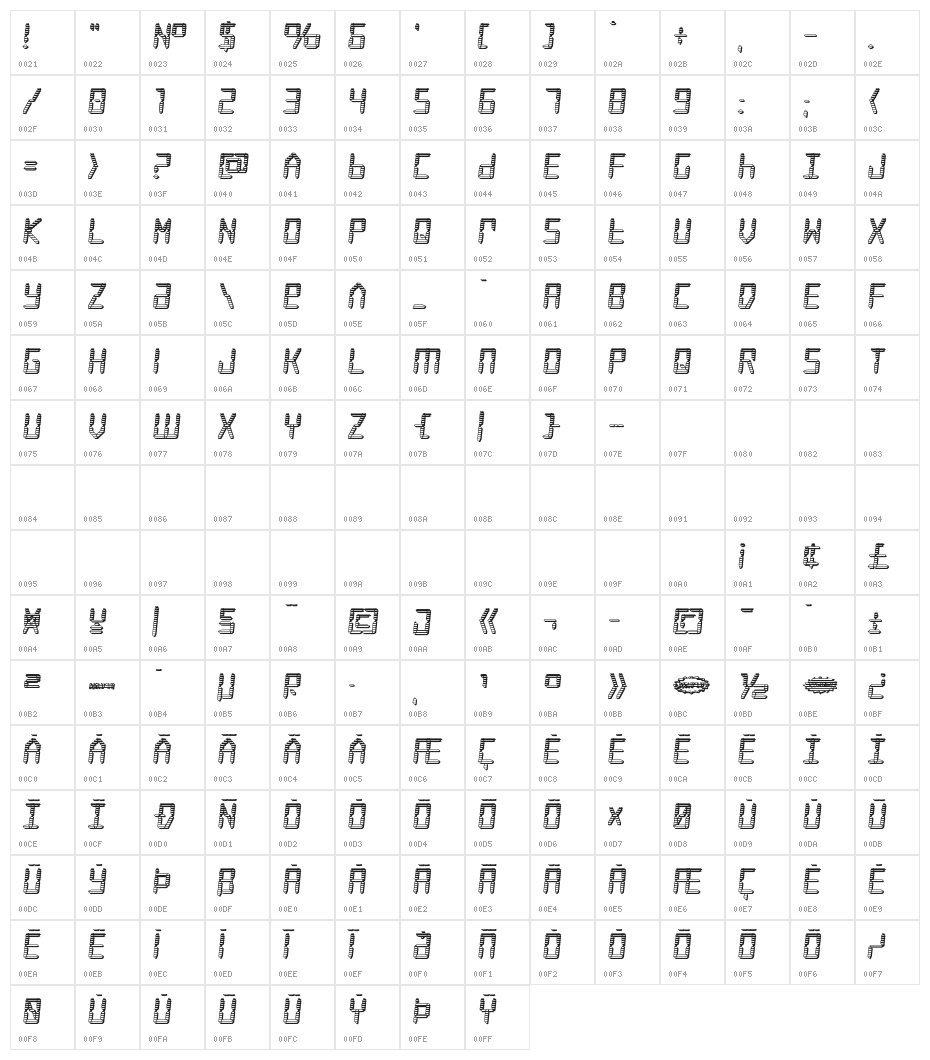 Frozen Crystal Chrome Character Map