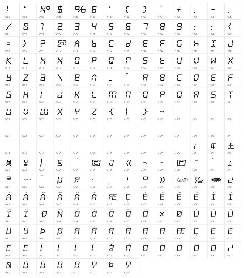 Frozen Crystal Expanded Character Map