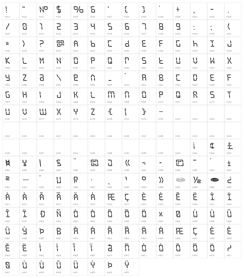 Frozen Crystal Leftalic Character Map