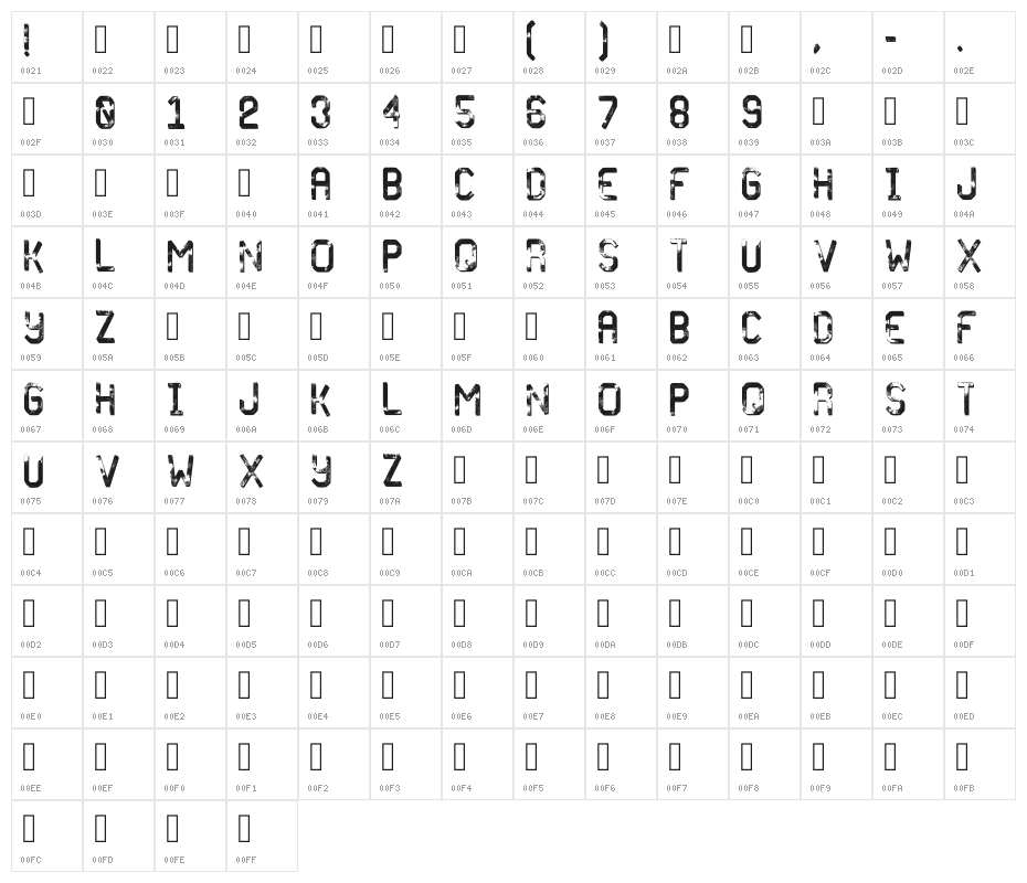 Frozen Tide Regular Character Map
