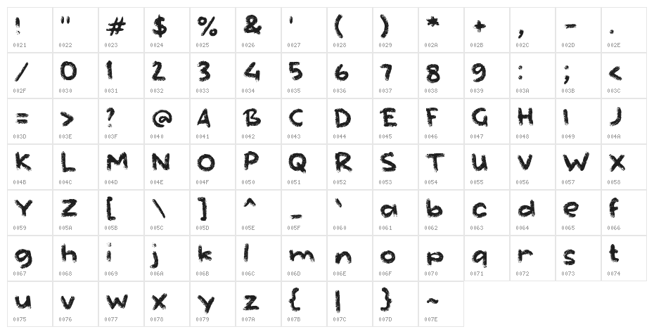 Frozeros Character Map