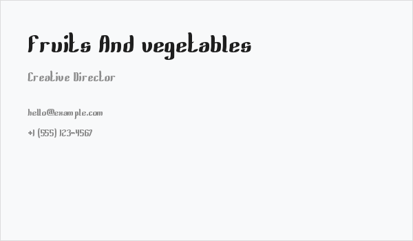 Fruits And vegetables Business Card