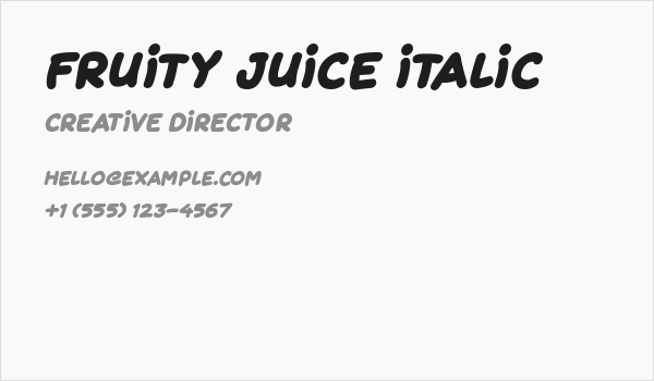 Fruity Juice Italic Business Card