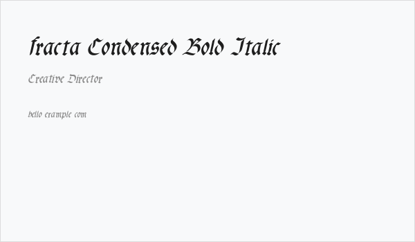 fracta Condensed Bold Italic Business Card