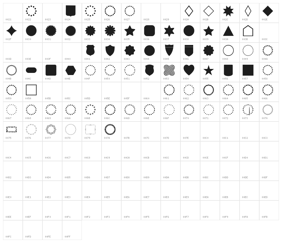 frames Character Map