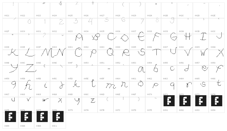 freestyle handwriting Regular Character Map