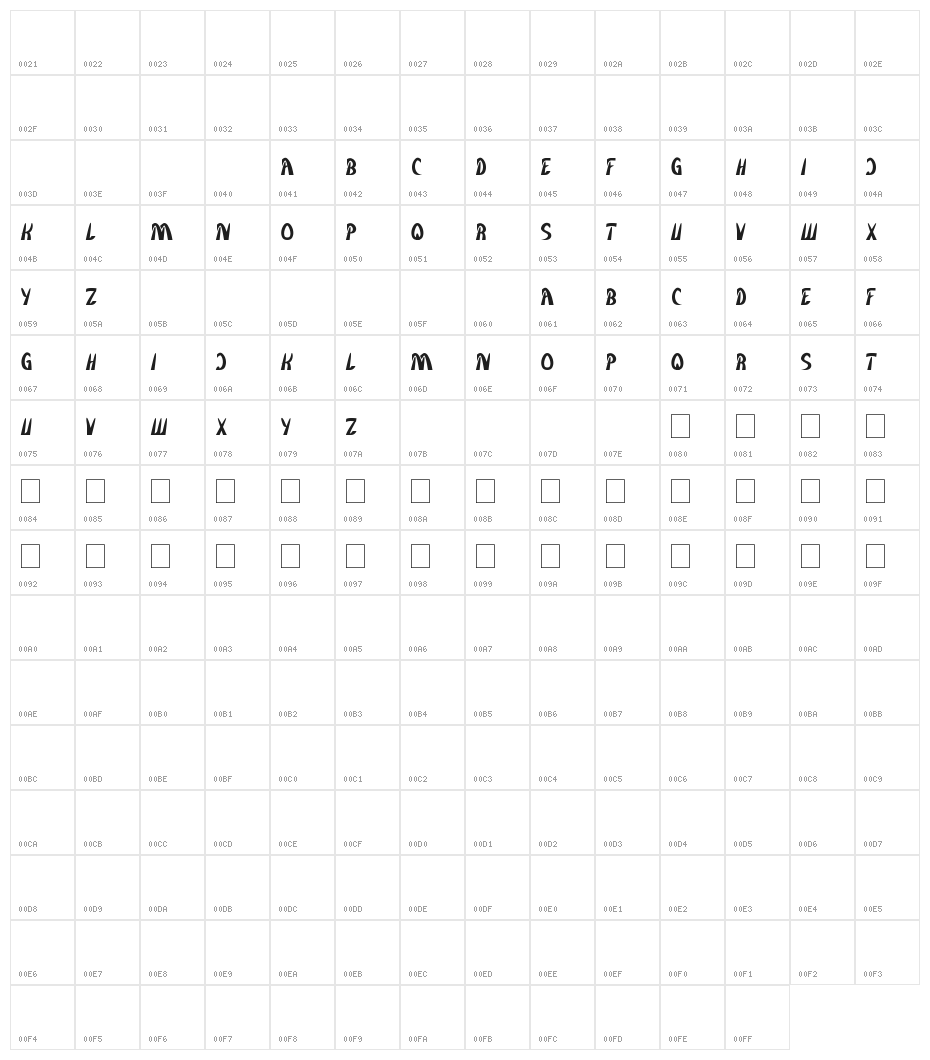 frozen ice Character Map