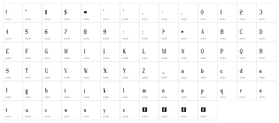 FS Serif Condensed Regular Character Map
