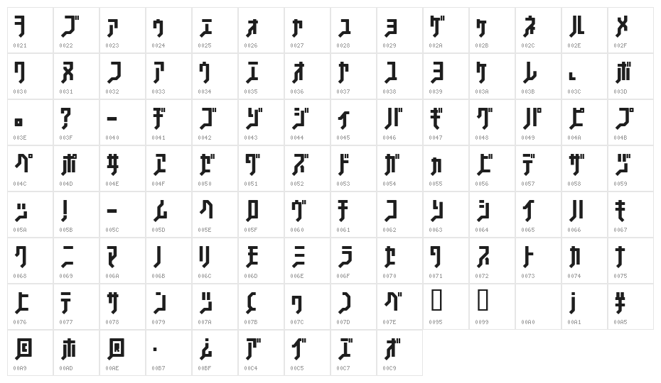 FSB08KlangNormalKt Character Map