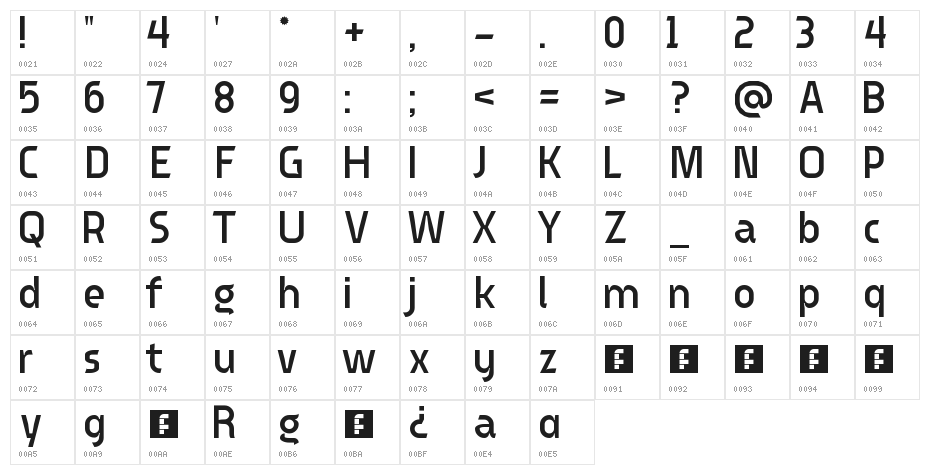 fs galactica Regular Character Map