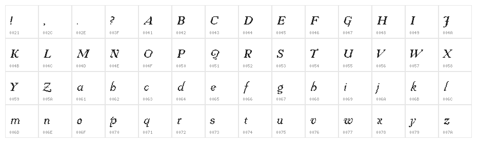 fs jenson 1 italic Regular Character Map
