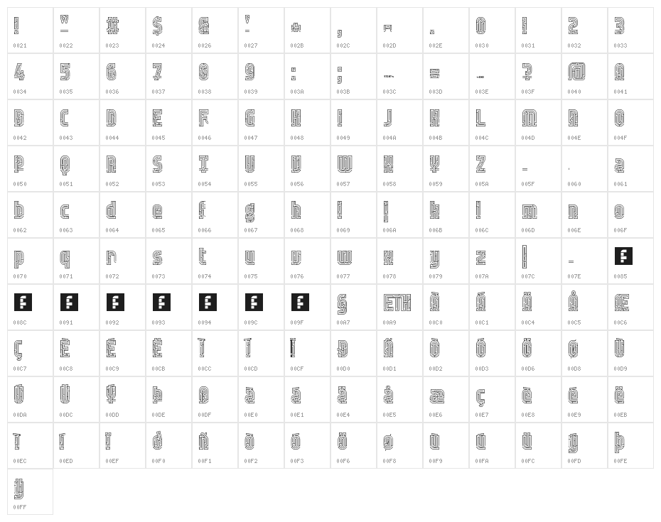 fs lost Regular Character Map