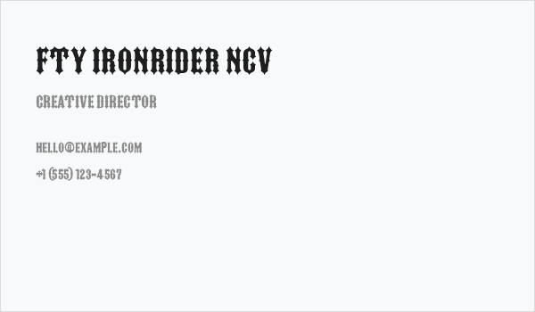 FTY IRONRIDER NCV Business Card