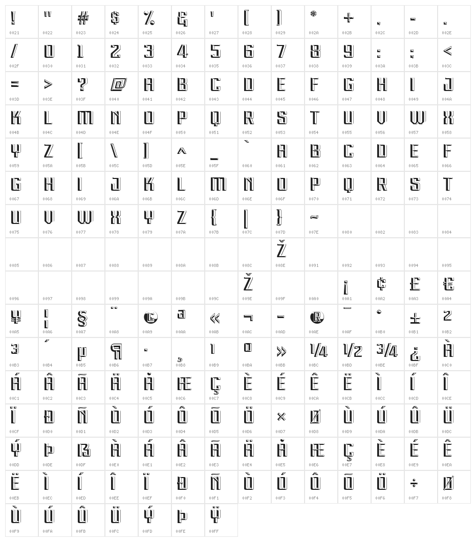 FTY KONKRETE CHISELED NCV Character Map
