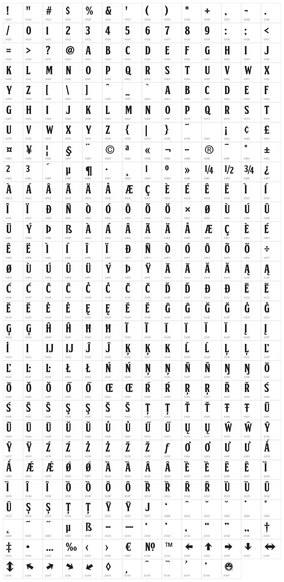 FTY SKORZHEN NCV Character Map