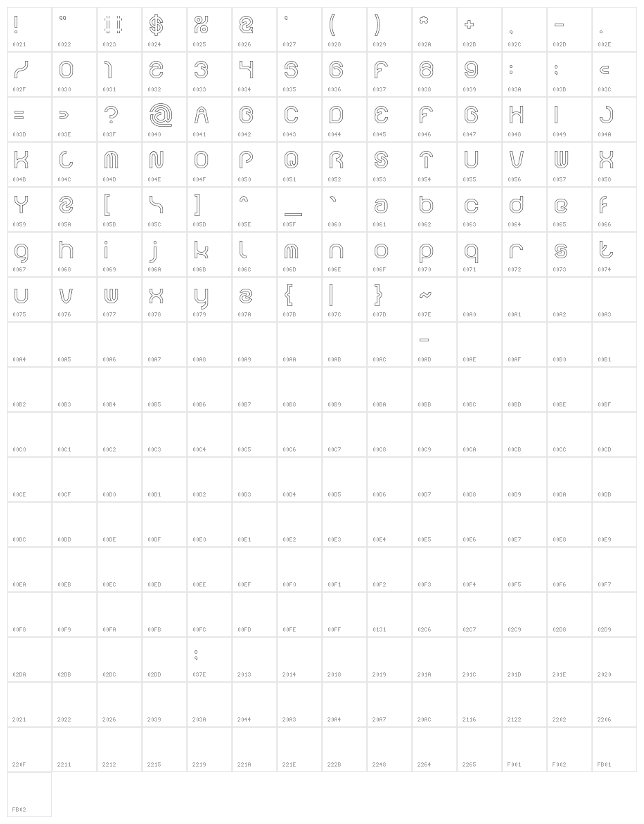 FUNRECORD-Hollow Character Map