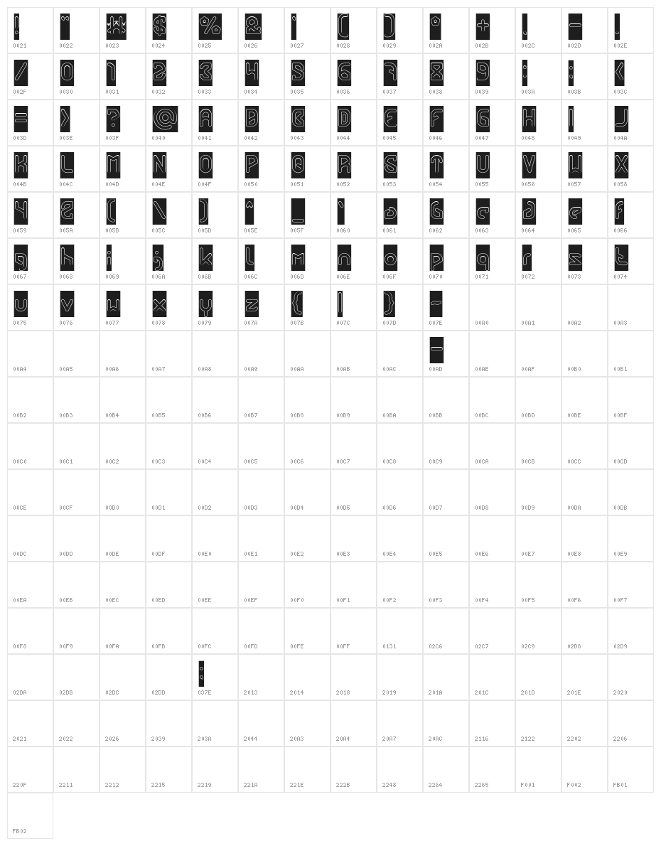 FUTURE-Hollow Character Map