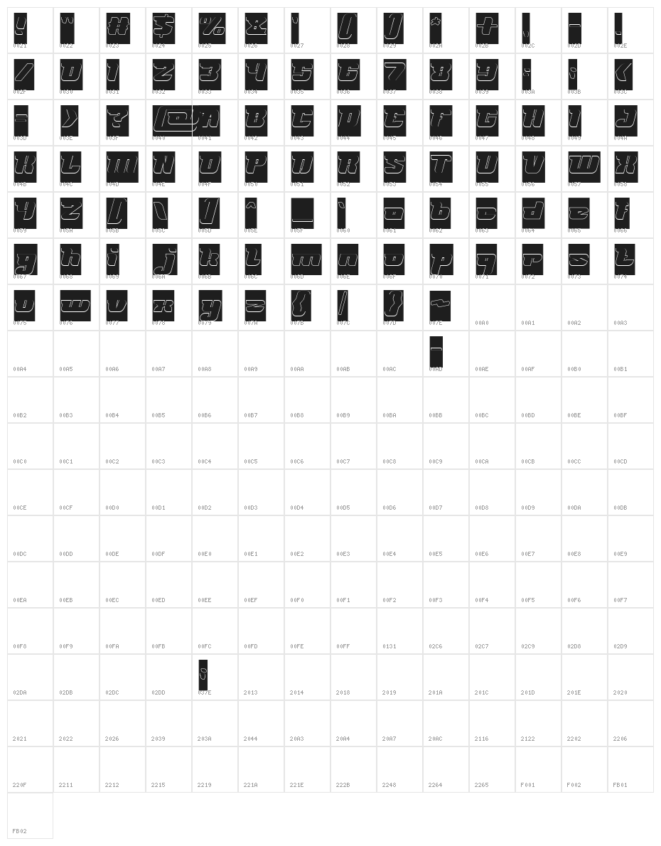FUTURISM-Hollow-Inverse Character Map