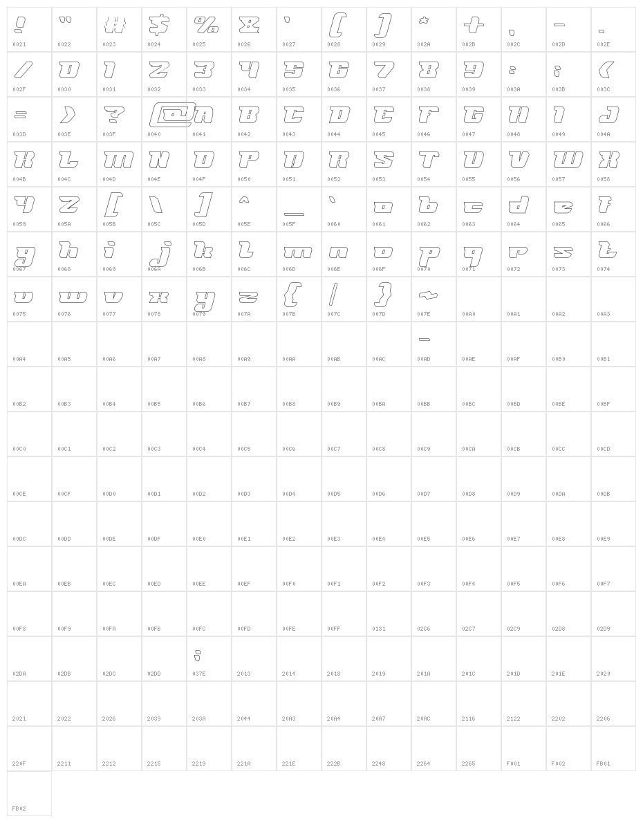 FUTURISM-Hollow Character Map
