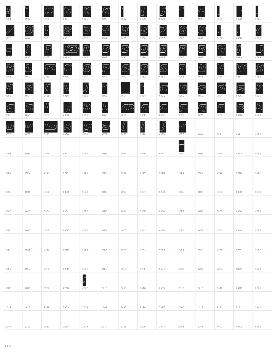 FUTURISTIC-Hollow Character Map