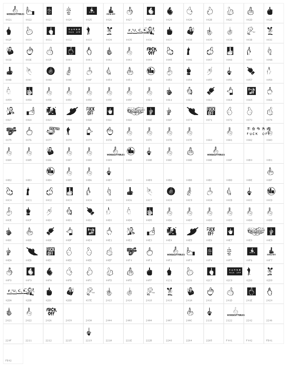 Fuck Off Character Map