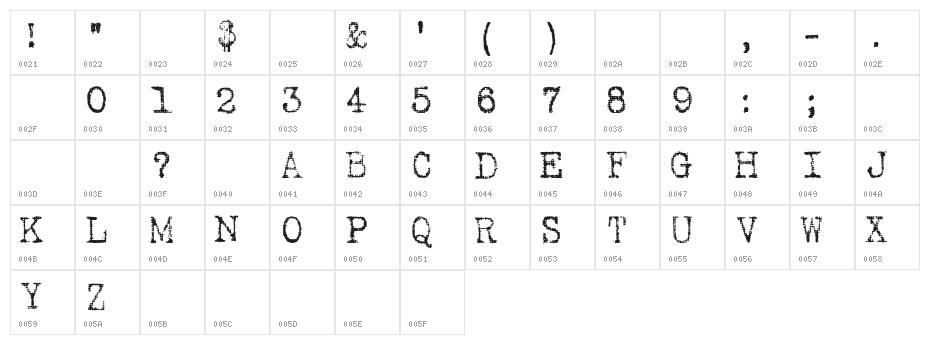 Fucked Olympia J Character Map