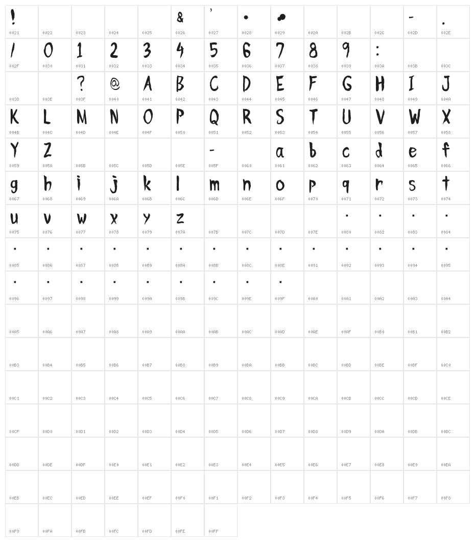 Fude Enogu__G Character Map