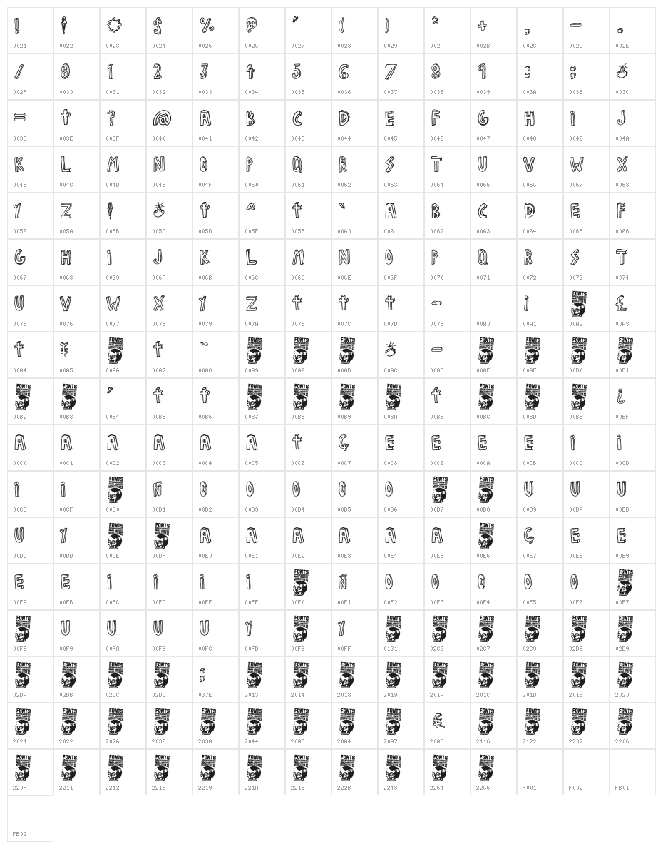 Fuente Jalisco Character Map