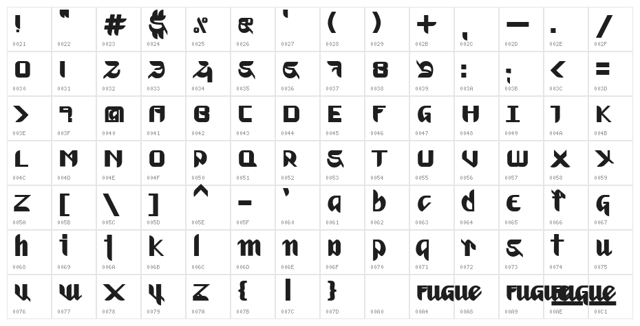 Fugue DemiBold Character Map