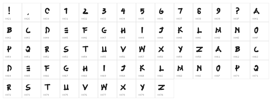 Fujimaru Regular Character Map